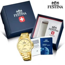 Festina Herrenuhr Edelstahl gold Festina Swiss made Armbanduhr UF20044/4