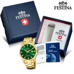 Festina Herrenuhr Edelstahl gold Festina Swiss made Armbanduhr UF20044/5