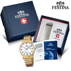 Festina Herrenuhr Edelstahl gold Festina Swiss made Armbanduhr UF20020/4