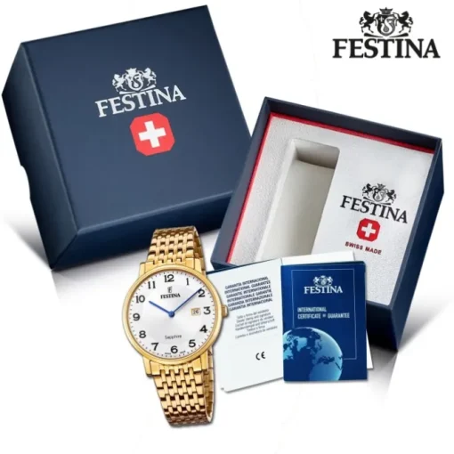 Festina Herrenuhr Edelstahl gold Festina Swiss made Armbanduhr UF20020/4