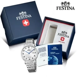 Festina Herrenuhr Edelstahl silber Festina Swiss made Armbanduhr UF20018/4