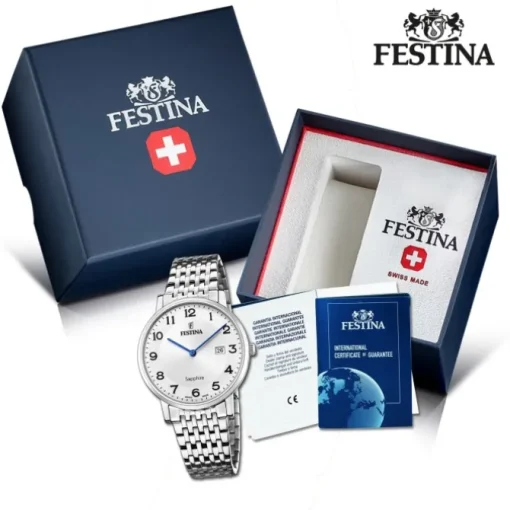 Festina Herrenuhr Edelstahl silber Festina Swiss made Armbanduhr UF20018/4