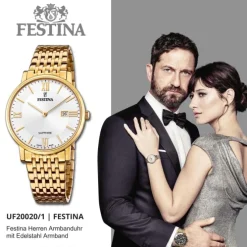 Festina Herrenuhr Edelstahl gold Festina Swiss Made Armbanduhr UF20020/1