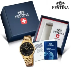 Festina Herrenuhr Edelstahl gold Festina Swiss Made Armbanduhr UF20020/3