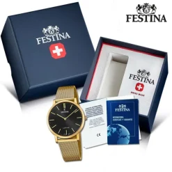 Festina Herrenuhr Edelstahl gold Festina Swiss Made Armbanduhr UF20022/3