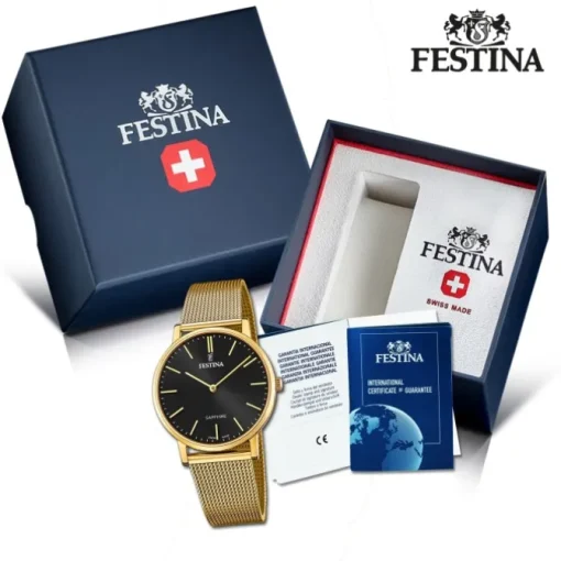 Festina Herrenuhr Edelstahl gold Festina Swiss Made Armbanduhr UF20022/3