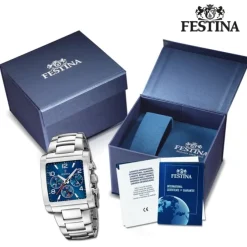 Festina Herrenuhr Edelstahl silber Timeless Chronograph Armbanduhr UF20652/1