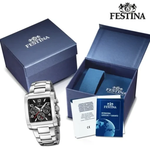 Festina Herrenuhr Edelstahl silber Timeless Chronograph Armbanduhr UF20652/3