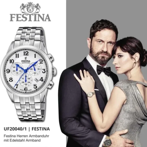 Festina Herrenuhr Edelstahl silber Festina Swiss made Armbanduhr UF20040/1