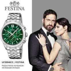 Festina Herrenuhr Edelstahl silber Festina Swiss made Armbanduhr UF20040/3