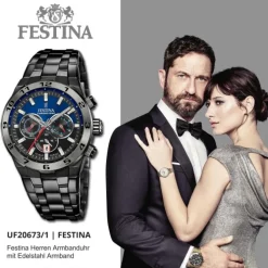 Festina Herrenuhr Edelstahl schwarz Festina Chrono Bike Armbanduhr UF20673/1