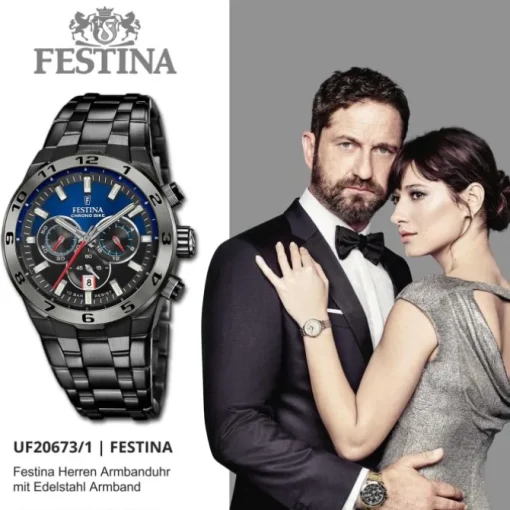 Festina Herrenuhr Edelstahl schwarz Festina Chrono Bike Armbanduhr UF20673/1
