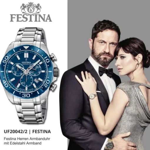 Festina Herrenuhr Edelstahl silber Festina Swiss made Armbanduhr UF20042/2