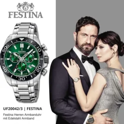 Festina Herrenuhr Edelstahl silber Festina Swiss made Armbanduhr UF20042/3
