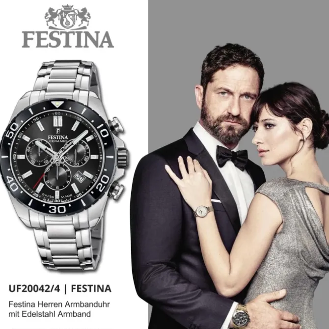 Festina Herrenuhr Edelstahl silber Festina Swiss made Armbanduhr UF20042/4