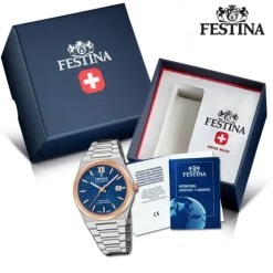 Festina Herrenuhr Edelstahl silber Festina Swiss made Armbanduhr UF20030/2