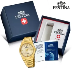 Festina Herrenuhr Edelstahl gold Festina Swiss made Armbanduhr UF20032/2
