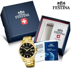 Festina Herrenuhr Edelstahl gold Festina Swiss made Armbanduhr UF20044/6