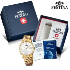 Festina Herrenuhr Edelstahl gold Festina Swiss Made Armbanduhr UF20020/1