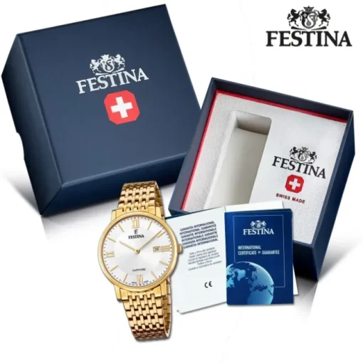 Festina Herrenuhr Edelstahl gold Festina Swiss Made Armbanduhr UF20020/1