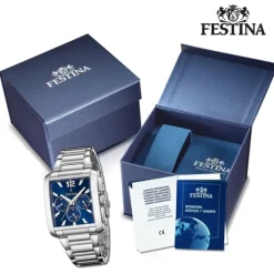 Festina Herrenuhr Edelstahl silber Timeless Chronograph Armbanduhr UF20635/2