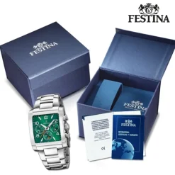 Festina Herrenuhr Edelstahl silber Timeless Chronograph Armbanduhr UF20652/2