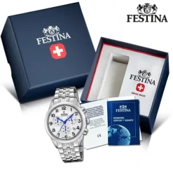 Festina Herrenuhr Edelstahl silber Festina Swiss made Armbanduhr UF20040/1