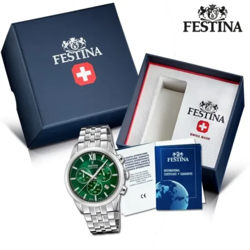 Festina Herrenuhr Edelstahl silber Festina Swiss made Armbanduhr UF20040/3