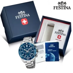 Festina Herrenuhr Edelstahl silber Festina Swiss made Armbanduhr UF20042/2