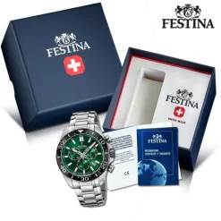 Festina Herrenuhr Edelstahl silber Festina Swiss made Armbanduhr UF20042/3