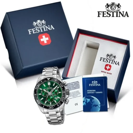Festina Herrenuhr Edelstahl silber Festina Swiss made Armbanduhr UF20042/3