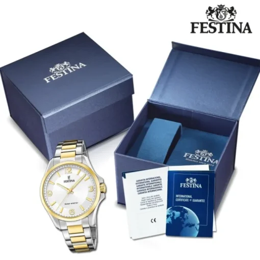 Festina Herrenuhr Edelstahl silber gold Festina Solar Energy Solaruhr UF20657/1