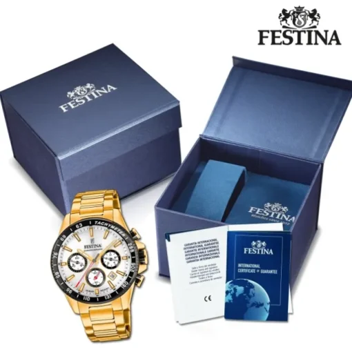 Festina Herrenuhr Edelstahl gold Timeless Chronograph Armbanduhr UF20634/1