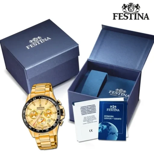 Festina Herrenuhr Edelstahl gold Timeless Chronograph Armbanduhr UF20634/6