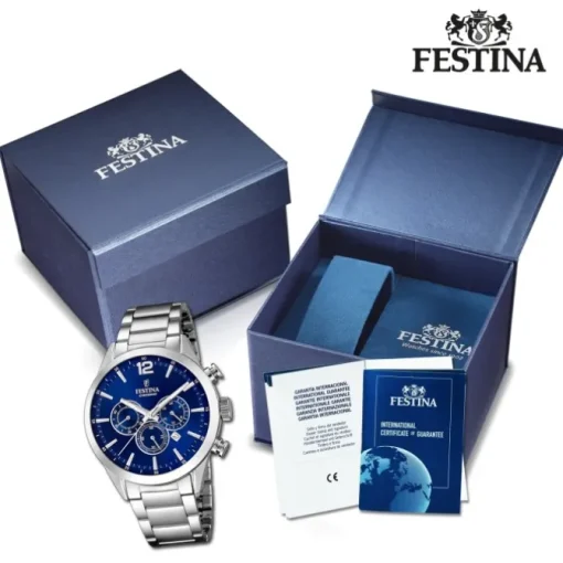 Festina Herrenuhr Edelstahl silber Timeless Chronograph Armbanduhr UF20343/7