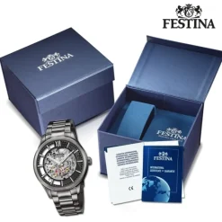 Festina Herrenuhr Edelstahl schwarz Festina Automatik Armbanduhr UF20632/1