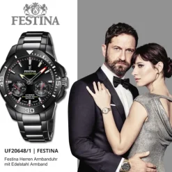 Festina Herrenuhr Edelstahl schwarz Festina Chrono Bike Armbanduhr UF20648/1