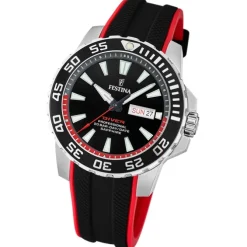 Festina Herrenuhr Kautschuk schwarz rot The Originals Armbanduhr UF20662/3