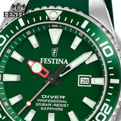 Festina Herrenuhr Kautschuk grün Festina The Originals Armbanduhr UF20664/2