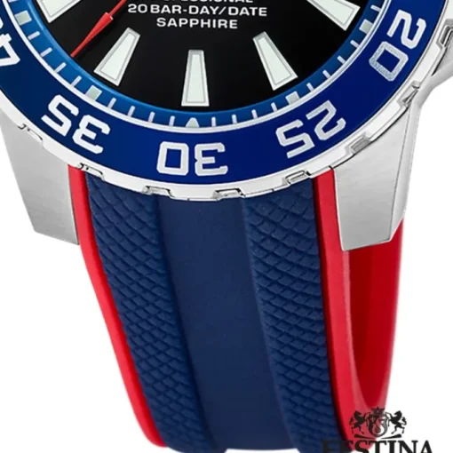 Festina Herrenuhr Kautschuk blau rot Festina The Originals Armbanduhr UF20662/1