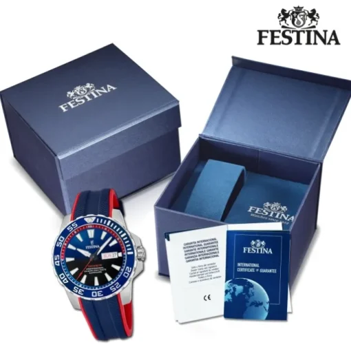 Festina Herrenuhr Kautschuk blau rot Festina The Originals Armbanduhr UF20662/1
