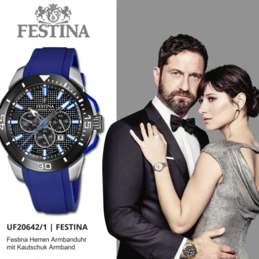 Festina Herrenuhr Kautschuk blau Festina Chrono Bike Armbanduhr UF20642/1