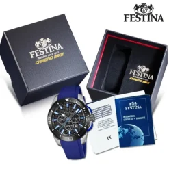 Festina Herrenuhr Kautschuk blau Festina Chrono Bike Armbanduhr UF20642/1