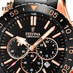 Festina Herrenuhr Keramik F20578/1 Armbanduhr Edelstahl schwarz UF20578/1