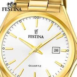 Festina Herrenuhr Klassik F20555/2 Armbanduhr Edelstahl gold UF20555/2