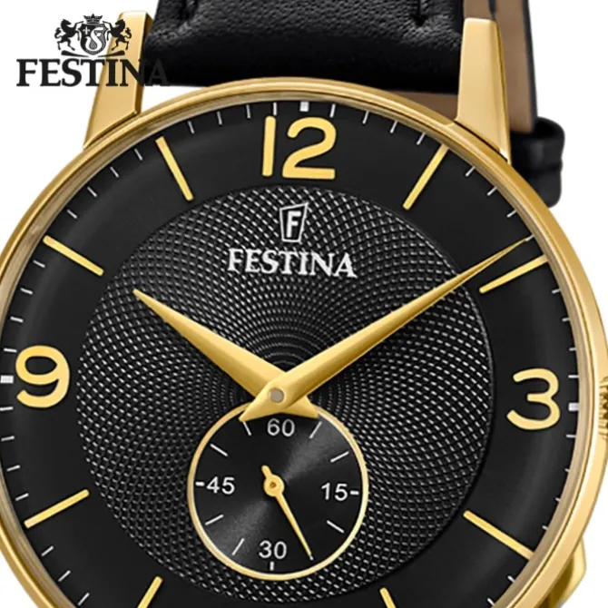 Festina Herrenuhr Klassik F20567/4 Armbanduhr Leder schwarz UF20567/4