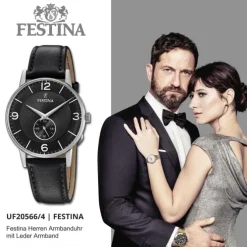 Festina Herrenuhr Klassik F20566/4 Armbanduhr Leder schwarz UF20566/4
