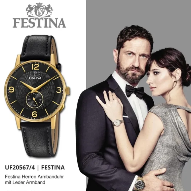 Festina Herrenuhr Klassik F20567/4 Armbanduhr Leder schwarz UF20567/4