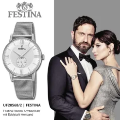 Festina Herrenuhr Klassik F20568/2 Armbanduhr Edelstahl silber UF20568/2