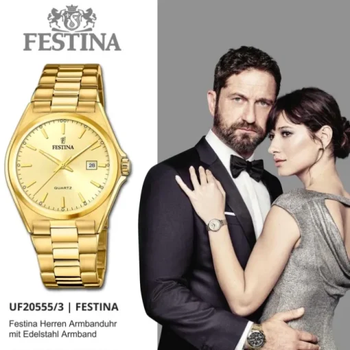 Festina Herrenuhr Klassik F20555/3 Armbanduhr Edelstahl gold UF20555/3